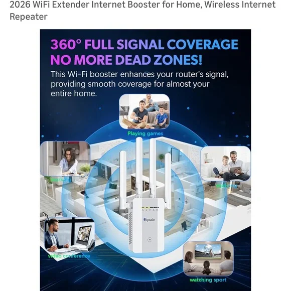 White WiFi Extender Internet Booster for home. Wireless Internet repeater - Picture 6 of 9